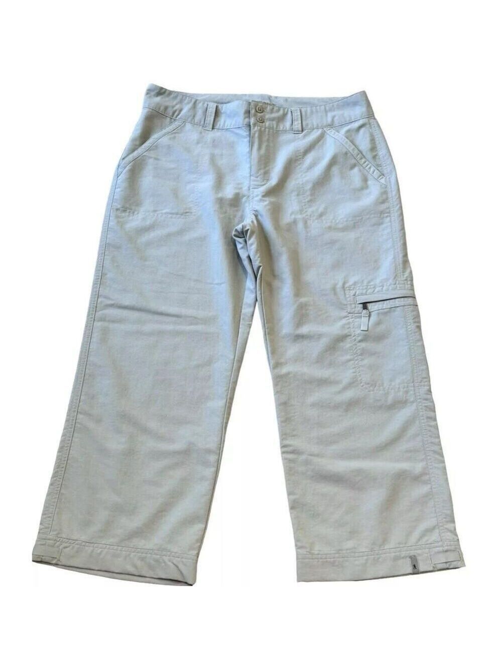 Royal Robbins Ripstop Cinch Hem Nylon Trail Hiking Capri Pant Sz 8 Beige